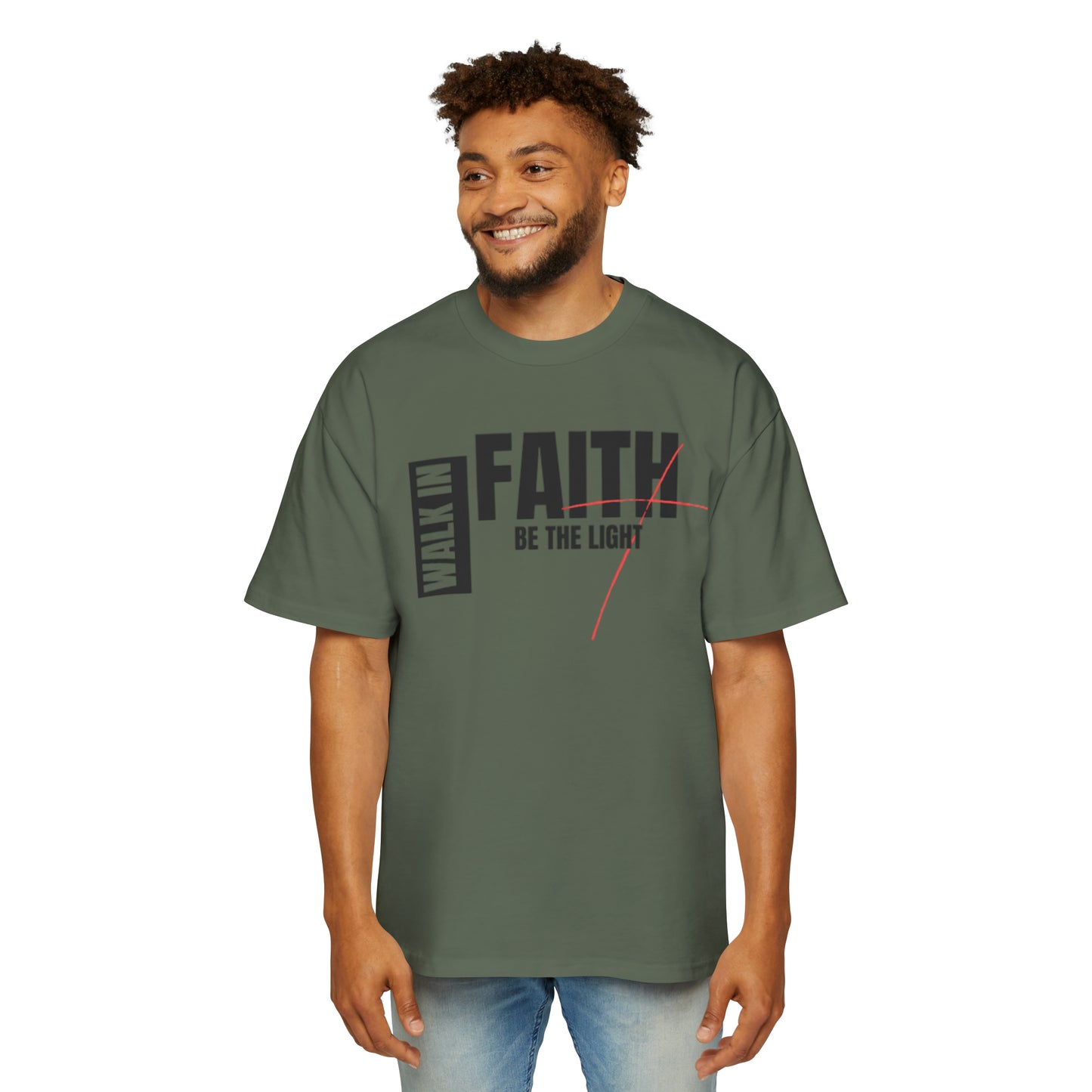 Walk in Faith Men's Heavy Oversized Tee