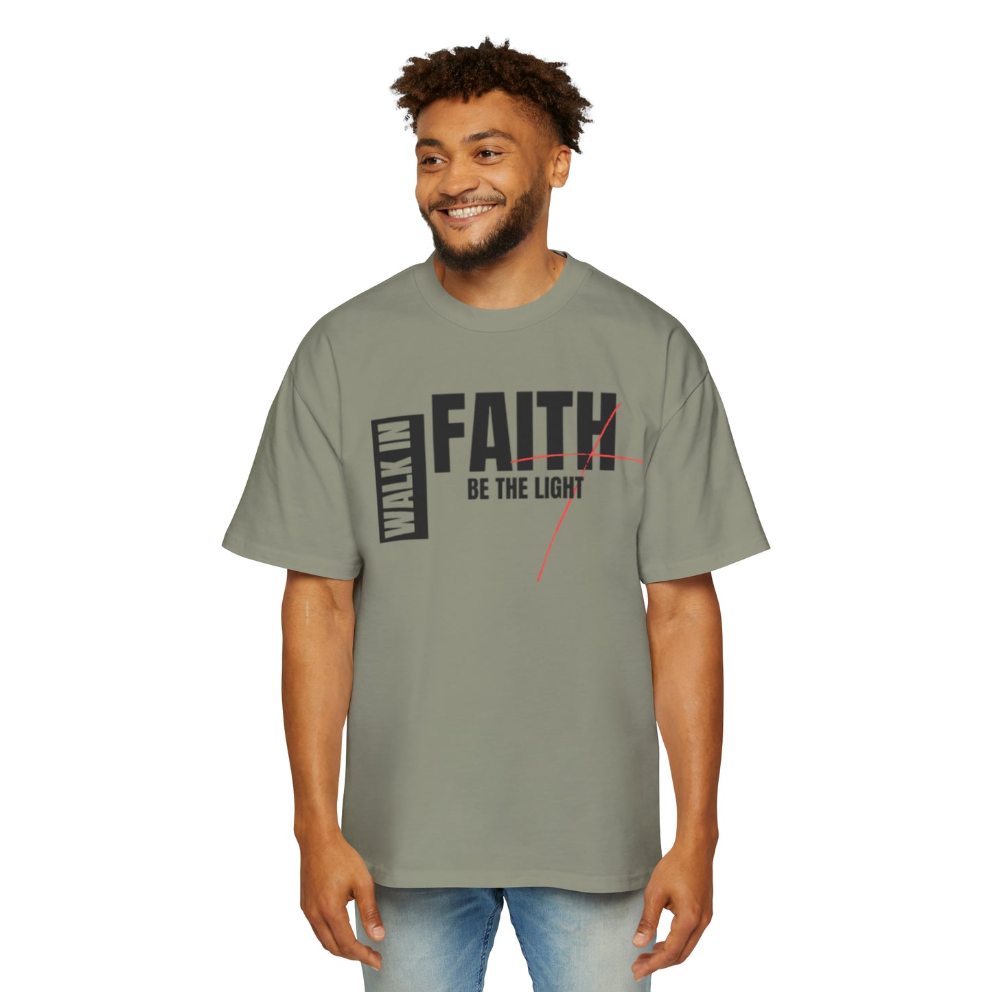 Walk in Faith Men's Heavy Oversized Tee